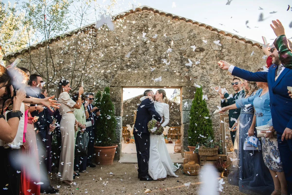 A couple getting married in a wedding venue in Spain