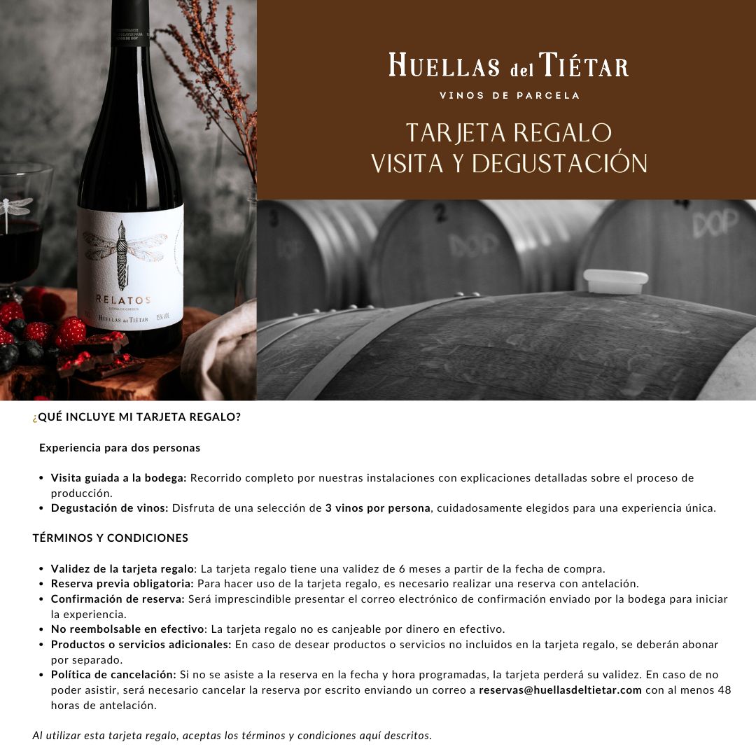 Tarjeta Regalo: Visita a Bodega y Degustación de 3 Vinos para 2 Personas